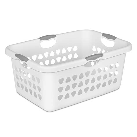 plastic white laundry basket